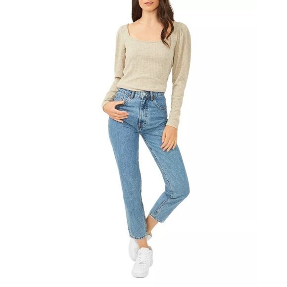 1.STATE Puff Square Neck Back Keyhole Top - Small - Picture 3 of 3